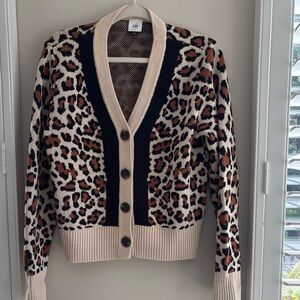 CAbi Leopard Patterned Cardigan in Black and Brown